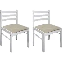 vidaXL Chaises de salle à manger 2 pcs. Blanc hévéa massif et velours