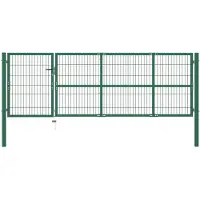 vidaXL Portail de jardin avec poteaux 350 x 100 cm, acier vert