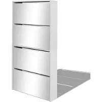 vidaXL Meuble à chaussures 4 étagères et miroir 63x17x134 cm Blanc