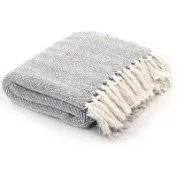 vidaXL Couverture coton à chevrons 160x210 cm Gris