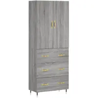 vidaXL Highboard Gris Sonoma 69,5x34x180 cm Matériau dérivé du bois