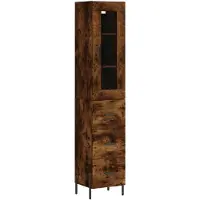 vidaXL Highboard chêne fumé 34,5x34x180 cm bois composite