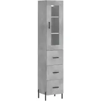 vidaXL Highboard gris béton 34,5x34x180 cm Bois composite