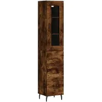 vidaXL Highboard chêne fumé 34,5x34x180 cm bois composite