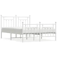 vidaXL Cadre de lit avec tête et pied de lit en métal blanc 140x200 cm
