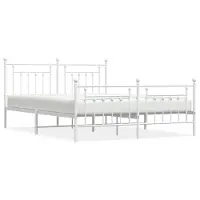 vidaXL Cadre de lit avec tête et pied de lit en métal blanc 183x213 cm