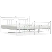 vidaXL Cadre de lit avec tête et pied de lit en métal blanc 193x203 cm