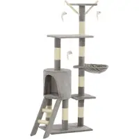 vidaXL Arbre à chat avec colonnes en sisal 138 cm Gris