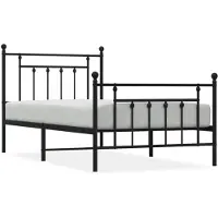 vidaXL Cadre de lit avec tête et pied de lit en métal noir 100x190 cm