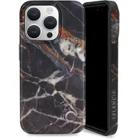 Selencia Aurora Coque Fashion pour Apple iPhone 15 Pro - Onyx Black Marble