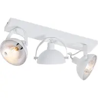 QAZQA Plafonnier industriel blanc avec argent 3 lumières réglables - Magnax
