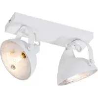 QAZQA Plafonnier industriel blanc avec argent 2 lumières orientables - Magnax
