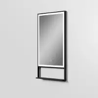 Luca Varess Bridge miroir rectangulaire noir lumineux et anti-buée 45 x 85 cm