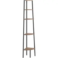vidaXL Étagère d'angle avec 5 étagères brun foncé et noir 45,5x31,5x180 cm