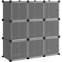 vidaXL Cubes de rangement 9 pcs avec portes noir PP