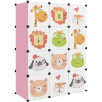 vidaXL Armoire de rangement pour enfants avec 12 cubes Rose PP