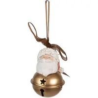 Clayre & Eef Pendentif Père Noël 8 cm Blanc Doré Polyrésine