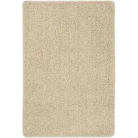 vidaXL Tapis shaggy antidérapant Crème 140x200 cm