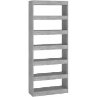 vidaXL Bibliothèque/Séparateur de pièce Gris béton Bois d'ingénierie