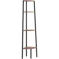 vidaXL Étagère d'angle avec 4 étagères brun foncé et noir 45,5x31,5x150 cm