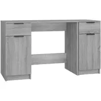 vidaXL Bureau avec armoire d'appoint Gris Sonoma Matériau dérivé du bois