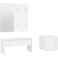 vidaXL Ensemble de meubles de couloir Blanc brillant Bois d'ingénierie