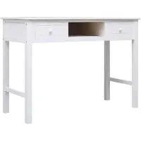 vidaXL Bureau blanc 108x45x76 cm bois massif de paulownia