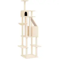 vidaXL Arbre à chat avec griffoirs en sisal Crème 201 cm