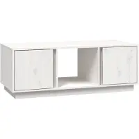 vidaXL Table basse blanche 110x50x40 cm pin massif