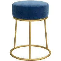 vidaXL Tabouret rond Bleu Velours