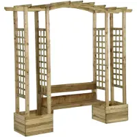 vidaXL Pergola de jardin avec banc et jardinières Bois de pin imprégné