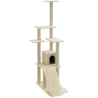 vidaXL Arbre à chat avec colonnes à griffer en sisal Crème 155 cm