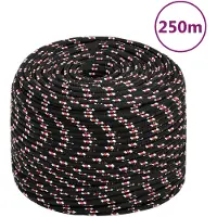 vidaXL Corde de bateau Noir 6 mm 250 m Polypropylène