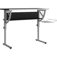 vidaXL Table de bricolage noir & gris 110x53x(58-87)cm Bois composite acier
