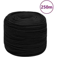 vidaXL Corde de travail Noir 8 mm 250 m Polyester