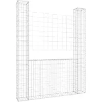 vidaXL Corbeille à gabion en forme de U avec 2 colonnes en fer 140x20x200 cm