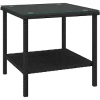 vidaXL Table d'appoint noir 45x45x45 cm poly rotin et verre trempé