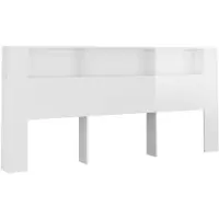 vidaXL Armoire de tête de lit - 220 x 18,5 x 104,5 cm - Blanc brillant