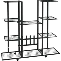 vidaXL Jardinière avec roues 94,5x24,5x91,5 cm Noir Fer