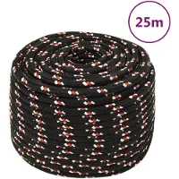 vidaXL Corde de bateau Noir 14 mm 25 m Polypropylène