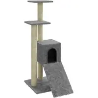 vidaXL Arbre à chat avec colonnes à griffer en sisal gris clair 92 cm