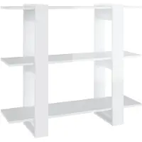 vidaXL Bibliothèque/Séparateur de pièce Blanc brillant 100x30x87 cm