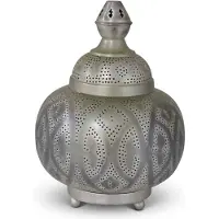 Safaary Lampe à poser orientale argent Zora Ø 23 x 31cm