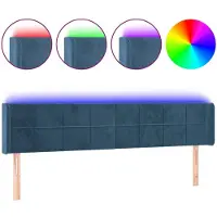 vidaXL Tête de lit LED bleu foncé 183x16x78/88 cm velours
