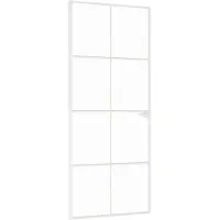 vidaXL Porte intérieure blanche 83x201,5 cm verre trempé & aluminium mince