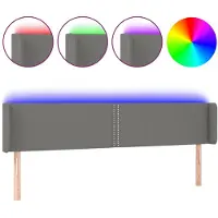 vidaXL Tête de lit LED gris foncé 203x16x78/88 cm Tissu
