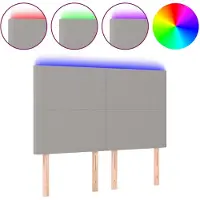 vidaXL Tête de lit LED gris clair 144x5x118/128 cm Tissu