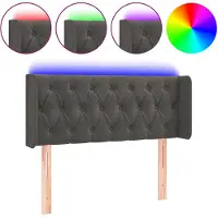 vidaXL Tête de lit LED gris foncé 93x16x78/88 cm velours