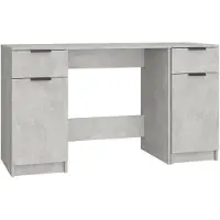 vidaXL Bureau avec armoire d'appoint gris béton Bois composite