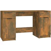 vidaXL Bureau avec armoire d'appoint Chêne fumé Matériau dérivé du bois